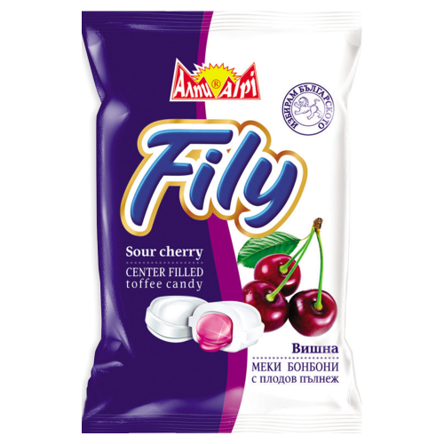 Alpi Fily Sauerkirsche Toffee Bonbons aus Bulgarien.