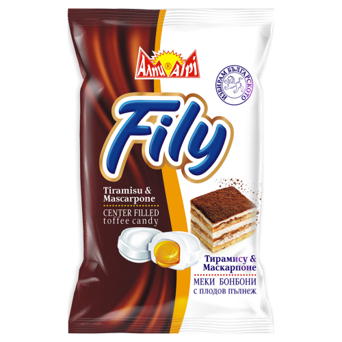 Alpi Fily Tiramisu Mascarpone Toffee Bonbons | 90 g Alpi Fily Tiramisu Mascarpone Toffee Bonbons aus Bulgarien.