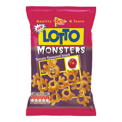Best Foods Lotto Monsters Tomato Flips Snacks aus Bulgarien.