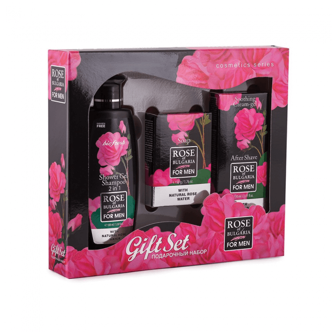 Biofresh Rose of Bulgaria for Men Duschgel Shampoo, Seife, After Shave Set