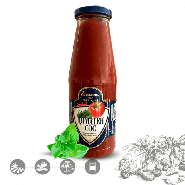 Bulcons Tomatensauce Basilikum 280g aus Bulgarien.