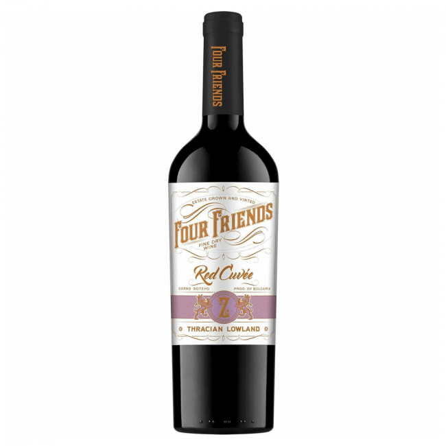 Four Friends Red Cuvee | 0,75 l Bild 1 Four Friends Red Cuvee Merlot, Cabernet Franc, Cabernet Sauvignon, Petit Verdot Rotwein aus Bulgarien.