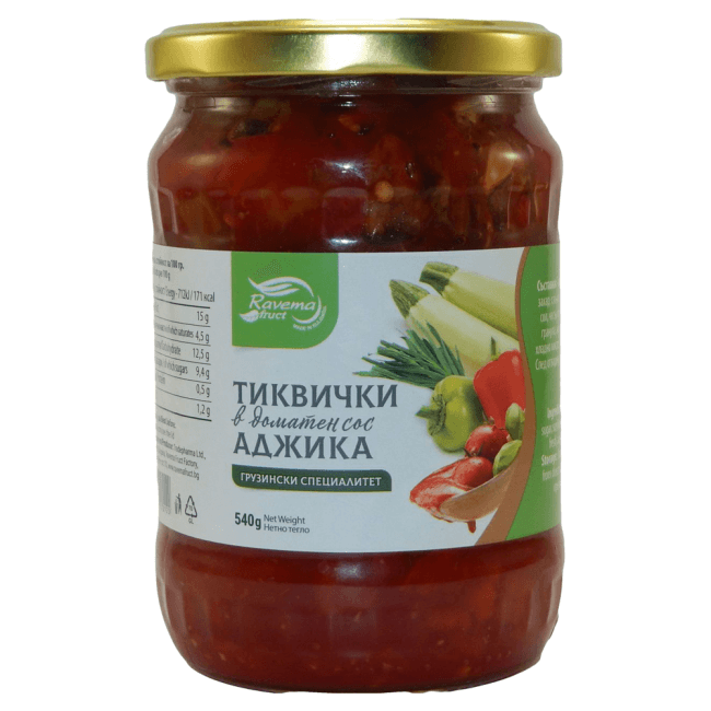 Ravema gebratene Zucchini Adschika | 540 g Bild 1 Ravema Gebratene Zucchini in Tomatensauce Adschika 540g aus Bulgarien.