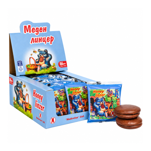 Medovina Medovinka Honey Linzer mit Apfelf&uuml;llung Box 16x65g aus Bulgarien.